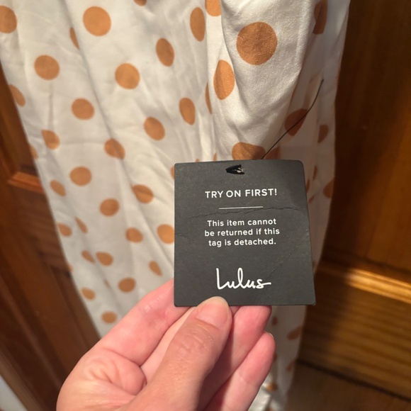 Lulus Ready To Treat White Polka Dot Tie Strap Bustier Midi Dress Medium NWT - Picture 7 of 7